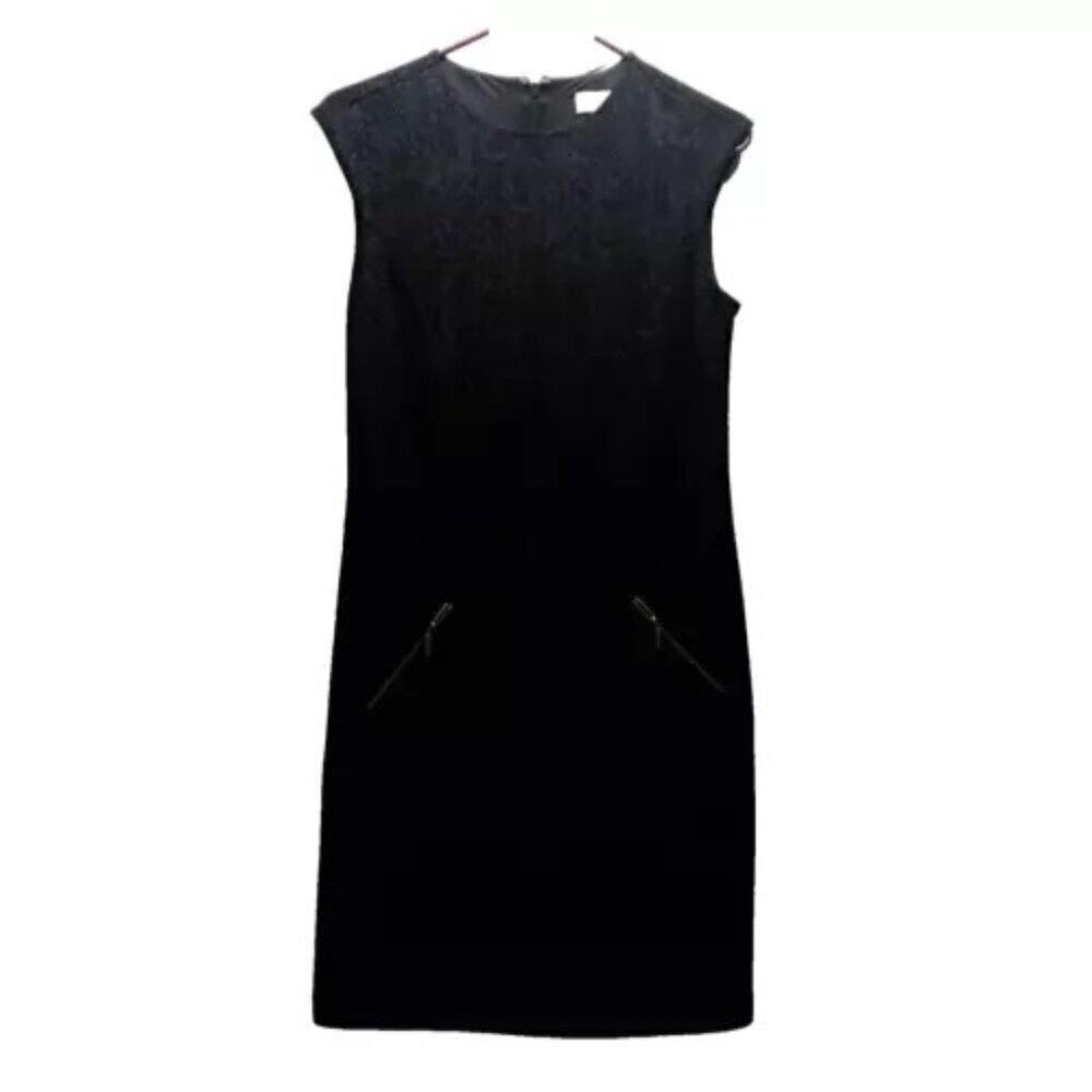 Michael Kors Black and Gray Sleeveless Fitted Dress Size Small‎ Back Zip EUC